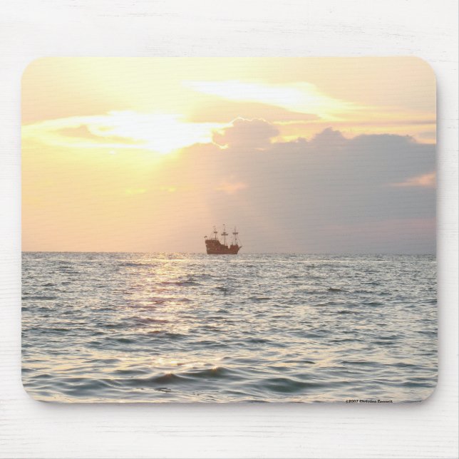 Pirate Ship at Sunset Mouse Pad (Front)