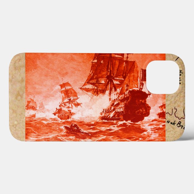 PIRATE SHIP BATTLE / ANTIQUE PIRATES TREASURE MAPS Case-Mate iPhone CASE (Back (Horizontal))
