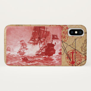 PIRATE SHIP BATTLE / ANTIQUE PIRATES TREASURE MAPS Case-Mate iPhone CASE