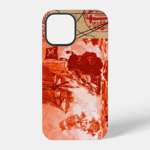 PIRATE SHIP BATTLE / ANTIQUE PIRATES TREASURE MAPS iPhone 12 CASE