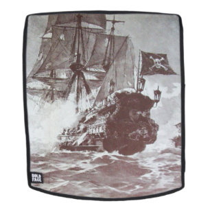 PIRATE SHIP BATTLE Black White Backpack