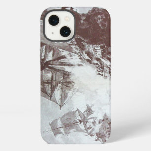PIRATE SHIP BATTLE IN BLACK WHITE iPhone 13 CASE