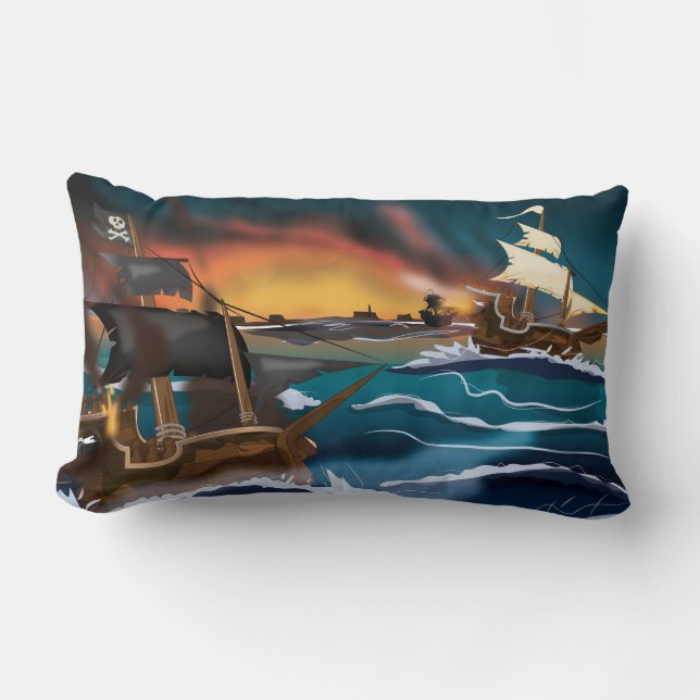 Pirate Ship Battle! Lumbar Cushion (Front)