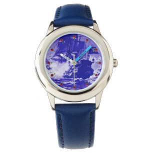 PIRATE SHIP BATTLE Navy Blue Nautical Watch