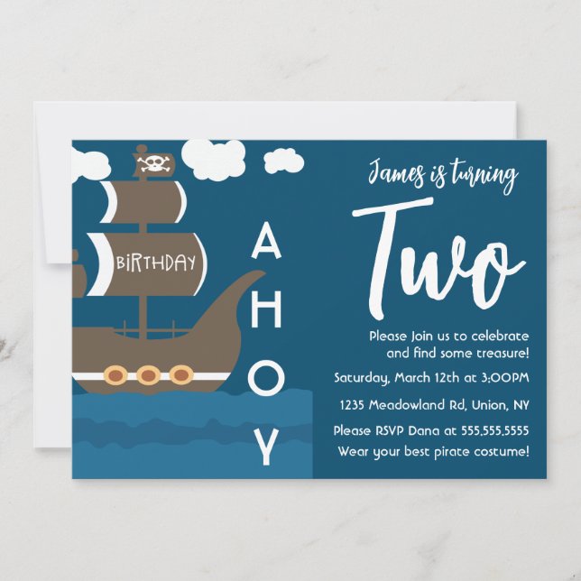 Pirate Ship Birthday Ahoy Party Any Age  Invitation (Front)