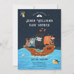Pirate Ship birthday baby shower Invitation