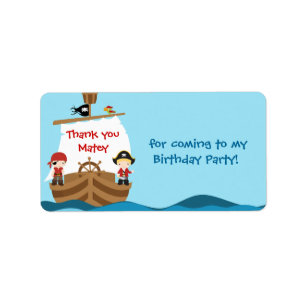 Pirate Ship Birthday Favour Tag Label