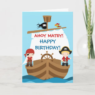 Pirate Ship Birthday greeting Card