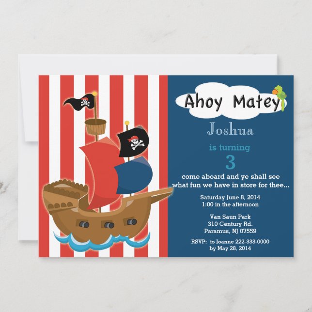 Pirate Ship Birthday Invitation (Front)