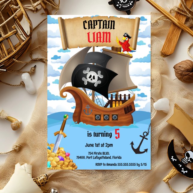 Pirate Ship Birthday Invitation for Kids (Creator Uploaded)