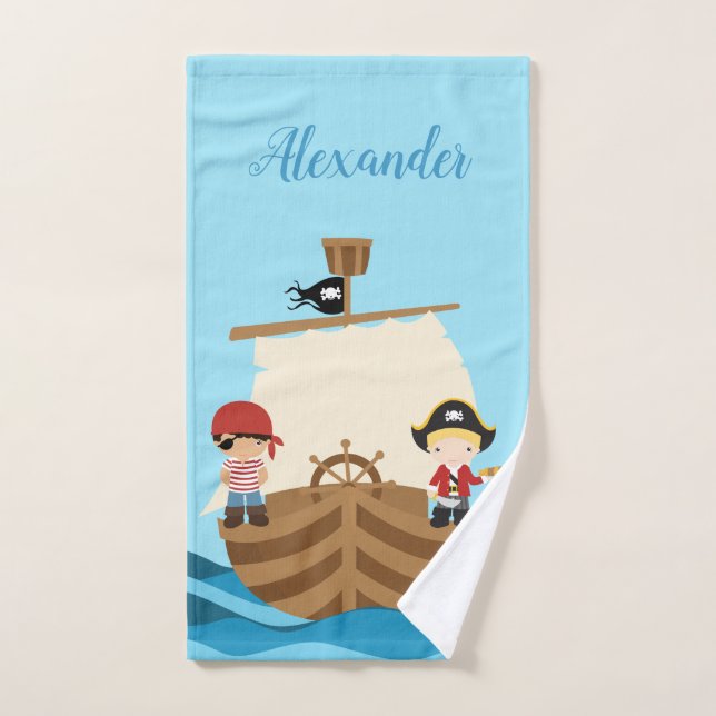 Pirate Ship Boy Bath Towel Set (Hand Towel)