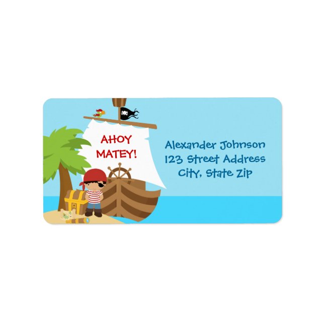 Pirate Ship Boy Birthday Address Label (Front)