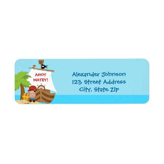 Pirate Ship Boy Birthday Return Address Labels (Front)