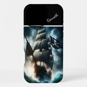 Pirate Ship Braving The Storm iPhone 16 Pro Max Case