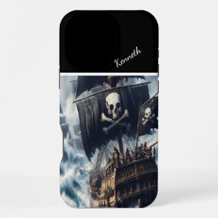 Pirate Ship Braving The Storm iPhone 16 Pro Max Case