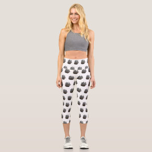 Pirate ship cartoon illustration capri leggings