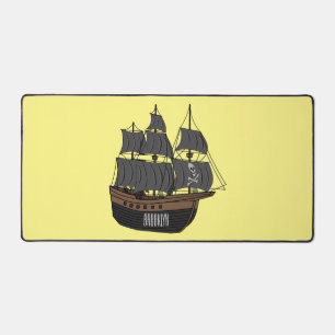 Pirate ship cartoon illustration  desk mat