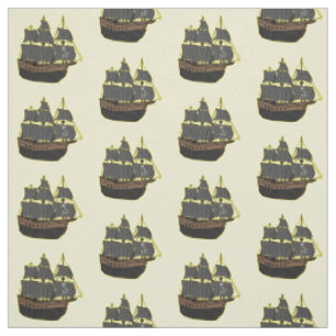 Pirate ship cartoon illustration fabric