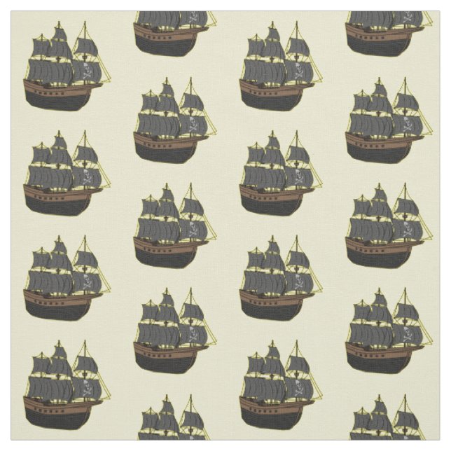 Pirate ship cartoon illustration fabric (Swatch)