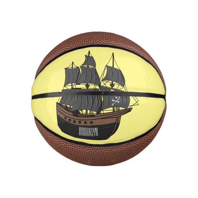 Pirate ship cartoon illustration  mini basketball (Front)