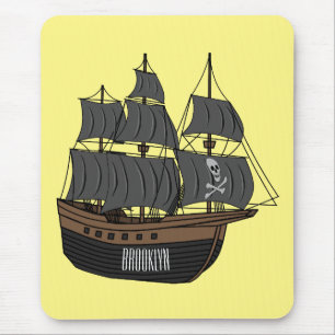 Pirate ship cartoon illustration  mouse pad
