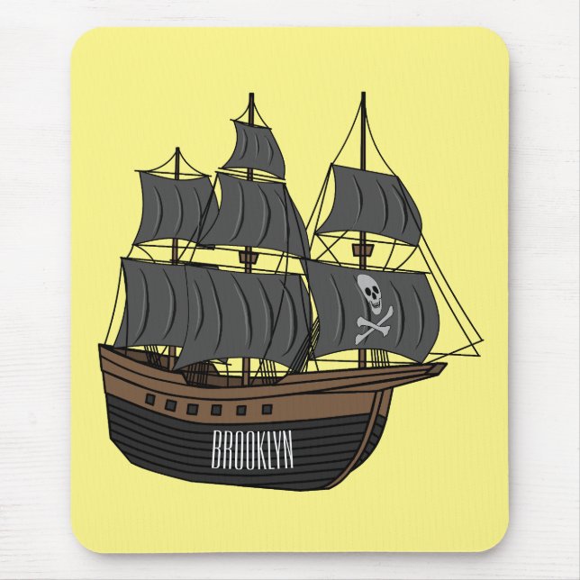 Pirate ship cartoon illustration  mouse pad (Front)