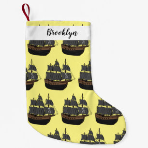 Pirate ship cartoon illustration small christmas stocking
