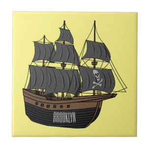 Pirate ship cartoon illustration tile