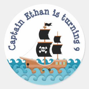 Pirate ship classic round sticker