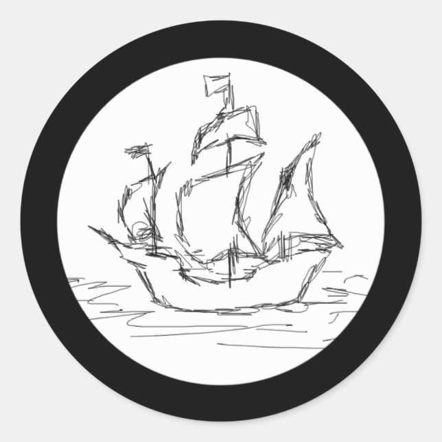 Pirate Ship. Classic Round Sticker (Front)