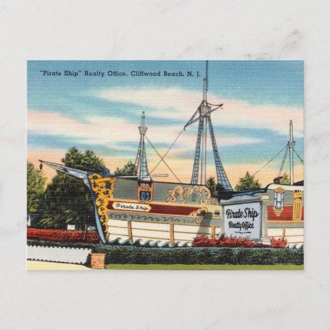 "Pirate Ship" Cliffwood, Beach, New Jersey Postcard (Front)