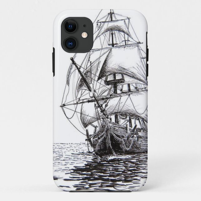 Pirate Ship Drawing design Case-Mate iPhone Case (Back)