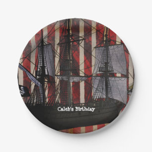 Pirate Ship Grunge Birthday Party Plates