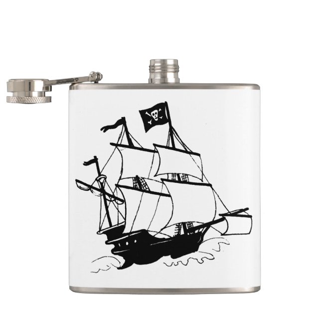 Pirate Ship Hip Flask (Opened)