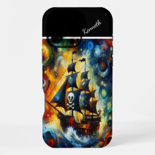 Pirate Ship In A Starry Storm iPhone 16 Pro Max Case