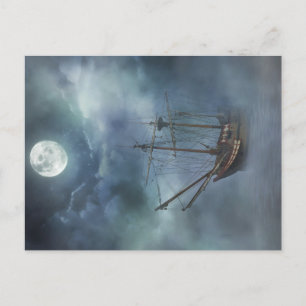 Pirate Ship in Fog Postcard