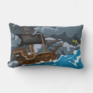 Pirate Ship in Storm Lumbar Cushion