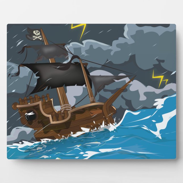 Pirate Ship in Storm Plaque (Front)