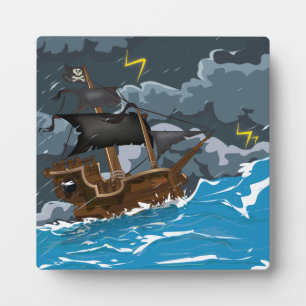 Pirate Ship in Storm Plaque