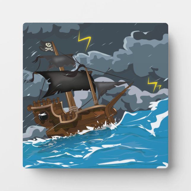 Pirate Ship in Storm Plaque (Front)