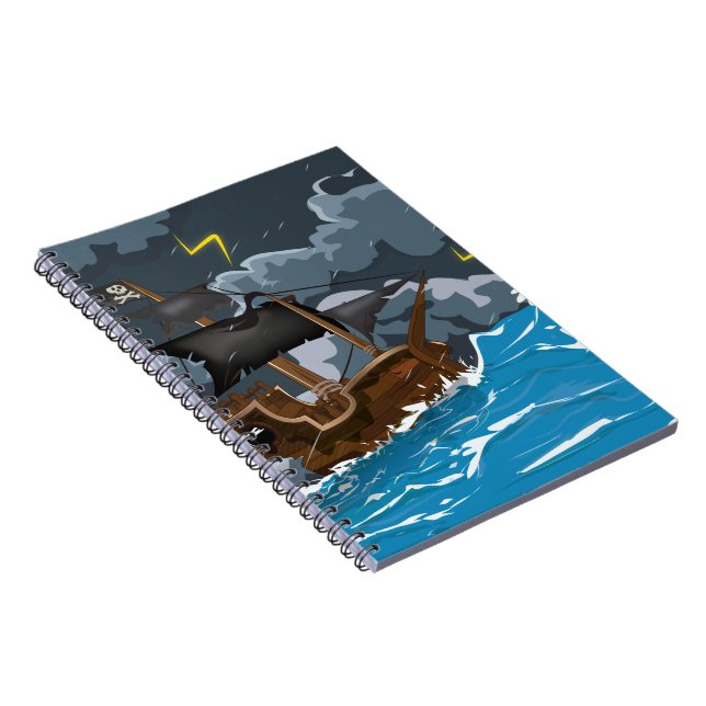 Pirate Ship in Storm Spiral Notebook (Right Side)