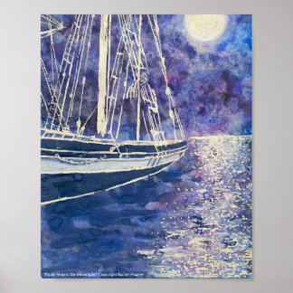Pirate Ship in the Moonlight: Poster