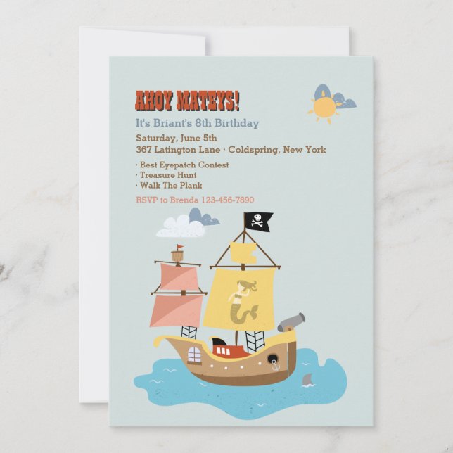Pirate Ship Invitation (Front)