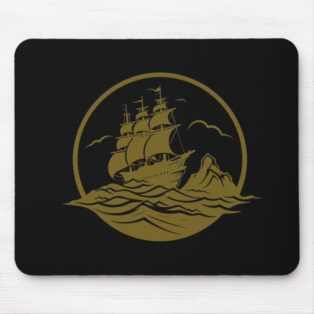 Pirate Ship Ocean World Wonder Adventure Vector  Mouse Pad (Front)