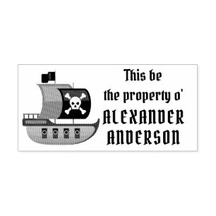 Pirate Ship Personalize Rubber Stamp