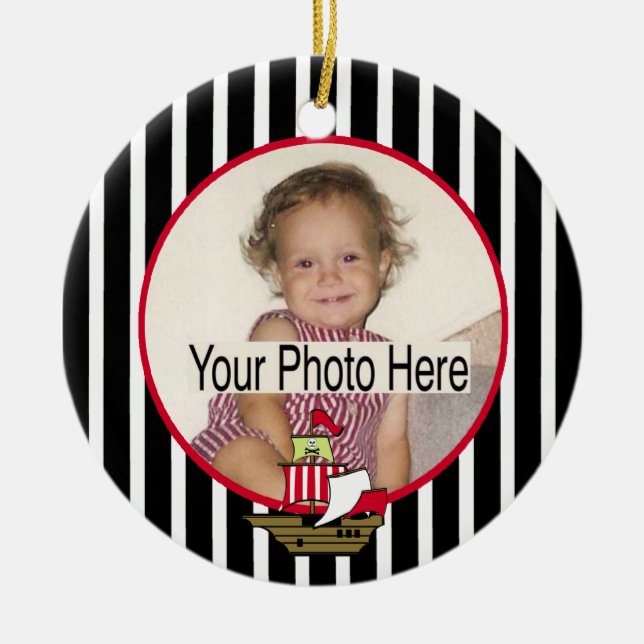 Pirate Ship Photo Ceramic Tree Decoration (Front)