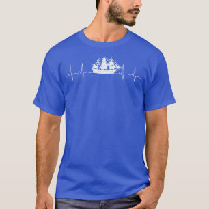 Pirate Ship Pulse Waves Heartbeat EKG T-Shirt