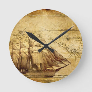 pirate ship round clock