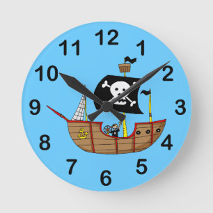Pirate ship round clock