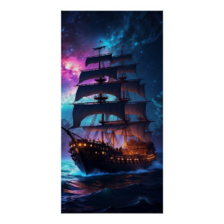 Pirate ship sailing poster